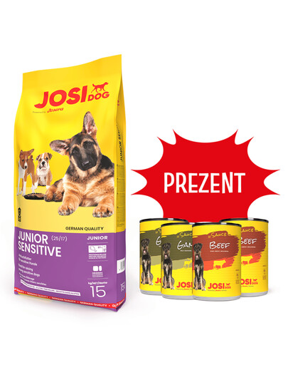 JOSERA JosiDog Junior Sensitive 15kg + 4 conserves GRATUITES