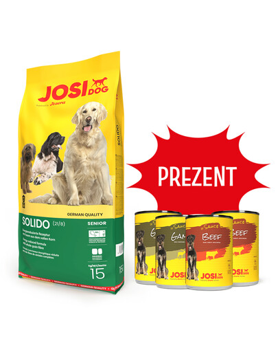 JOSERA JosiDog Solido nourriture sèche pour chiens peu actifs 15 kg + 4 conserves GRATUITES