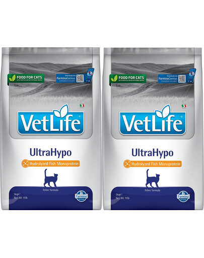 FARMINA Vet Life Cat Ultrahypo 2 x 5 kg aliments pour chats souffrant de troubles digestifs
