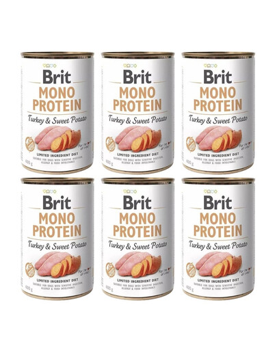BRIT Mono Protein Turkey & Sweet Potato - nourriture monoprotéinée dinde et patate douce - 6x400 g