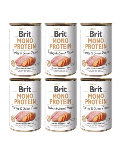 BRIT Mono Protein Turkey & Sweet Potato - nourriture monoprotéinée dinde et patate douce - 6x400 g
