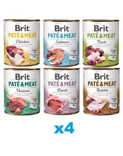 BRIT Pate&Meat Mix smaków - pâtées mélange de saveurs pour chiens - 24x800 g