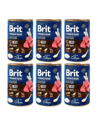 BRIT Premium by Nature Beef and tripes - nourriture naturelle pour chiens à base de bœuf et d'abats - 6x400 g