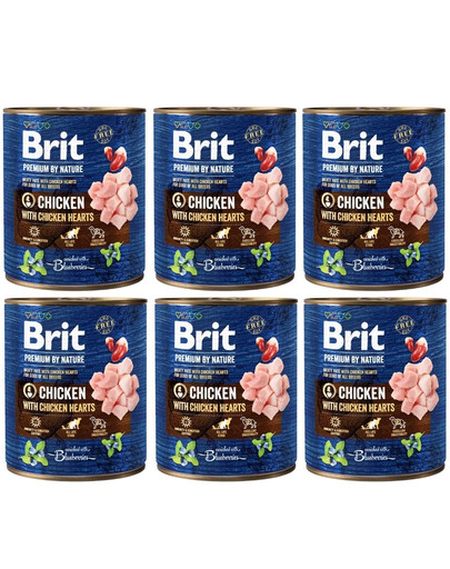 BRIT Premium by Nature chicken, hearts -  poulet et cœurs - 6x800 g