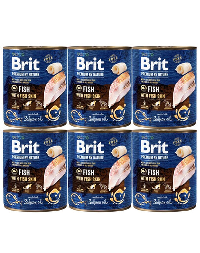 BRIT Premium by Nature Fish&Fish Skin - nourriture naturelle pour chiens à base de poisson et de peau de poisson - 6x800 g