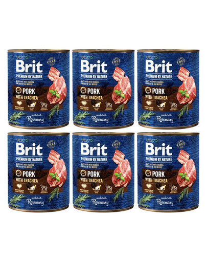 BRIT Premium by Nature - nourriture naturelle pour chiens avec porc et œsophage - 6x800 g