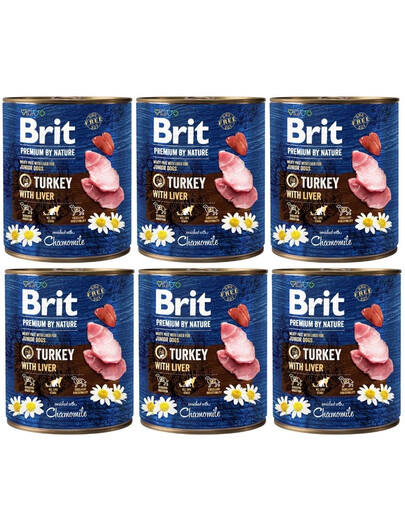 BRIT Premium by Nature nourriture naturelle pour chiots à base de dinde et de foie - 6x800 g