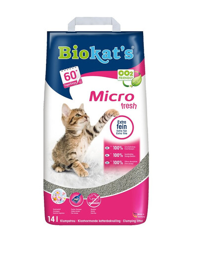 BIOKAT'S Micro Fresh 14 L - litière avec grain fin de bentonite & parfum floral