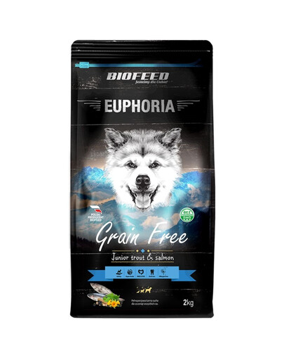 BIOFEED EUPHORIA Gluten Free Truite et saumon mono-protéines pour jeunes chiens de moyennes et grandes races 2 kg