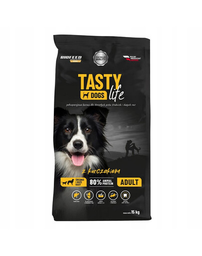 BIOFEED TASTY LIFE Premium Avec du poulet pour chiens de moyennes et grandes races 15 kg