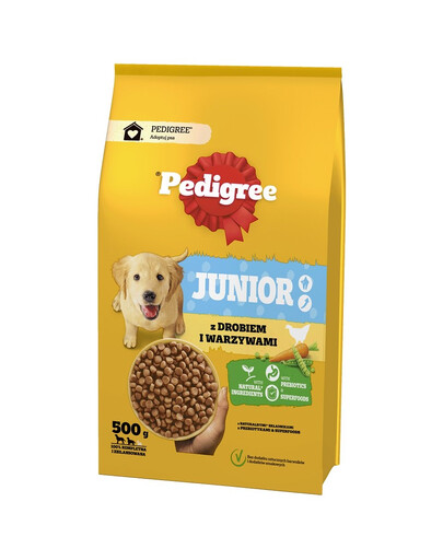PEDIGREE Junior 500 g avec volaille et légumes pour chiens adolescents de grandes et moyennes races