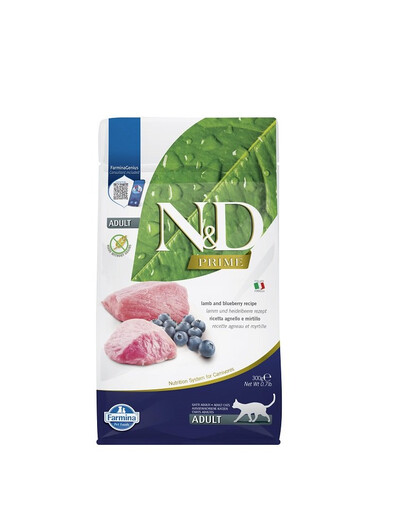 FARMINA N&D Prime lamb & blueberry adult cat - Agneau & Myrtille pour chats adultes - 300g