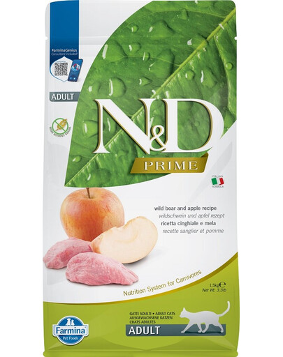FARMINA N&D Boar & Apple Adult Cat 1.5 kg - Sanglier & Pomme pour Chat Adulte