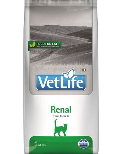 FARMINA Vet Life Renal 5 kg - Nourriture vétérinaire pour chats adultes souffrant de maladies rénales
