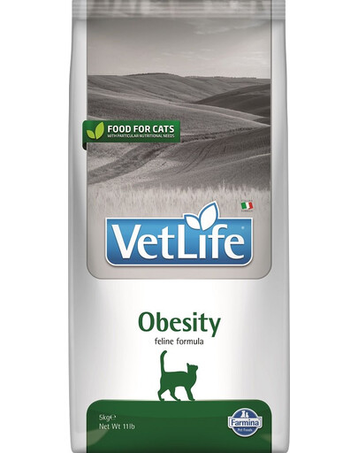 FARMINA Vet Life Obesity 5 kg - Nourriture vétérinaire pour chats adultes en surpoids