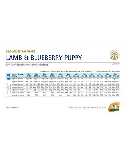 FARMINA N&D Low Grain Medium & Maxi Lamb & Blueberry Puppy - Faible teneur en céréales, agneau et myrtilles pour chiots de tailles moyennes et grandes - 12 kg