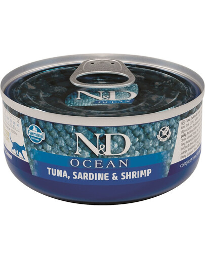 FARMINA N&D Cat Ocean sea bass, sardine, shrimps - bars, sardines, crevettes - 80 g