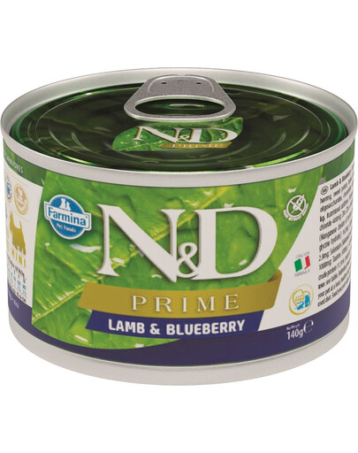 FARMINA N&D Prime dog lamb & blueberry mini - Agneau & myrtilles pour chiens de petites races - 140 g