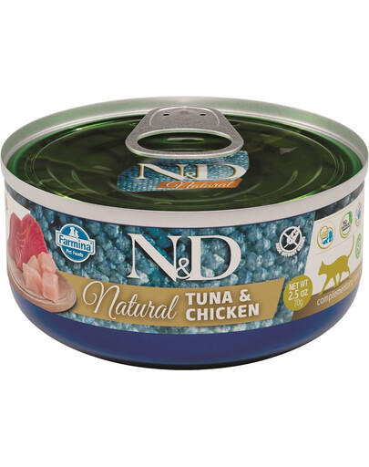 FARMINA N&D Cat Natural Tuna & Chicken - Nourriture humide de thon et poulet - 80 g
