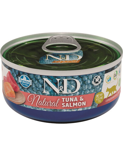 FARMINA N&D Cat Natural Tuna & Salmon - Nourriture humide de thon et saumon - 80 g