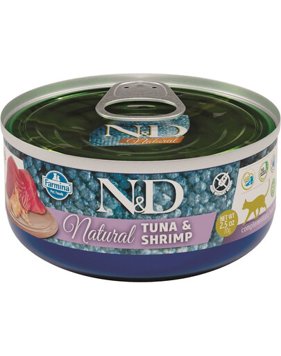 FARMINA N&D Cat Natural Tuna & Shrimp - Nourriture humide de thon et crevettes - 80 g