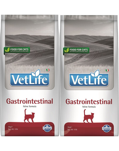 FARMINA Vet Life Cat Gastrointestinal aliments pour chats souffrant de maladies digestives 2 x 5 kg