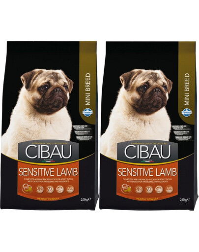 FARMINA Cibau Sensitive Lamb MINI - Agneau pour chiens de petites races au système digestif sensible - 2 x 2,5 kg