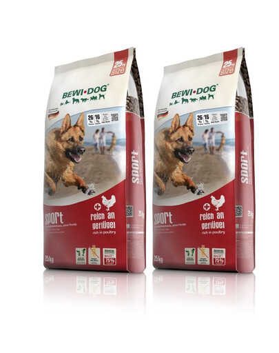 BEWI DOG Sport pour les chiens actifs riche en volailles 2 x 12,5 kg