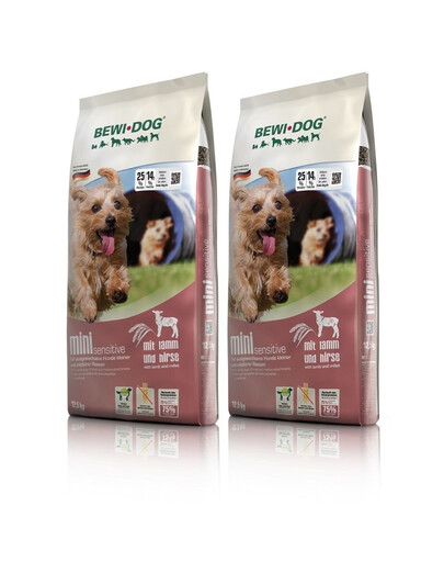 BEWI DOG Mini Sensitive Pour les chiens de petite race à l'agneau et au millet 2x12,5 kg