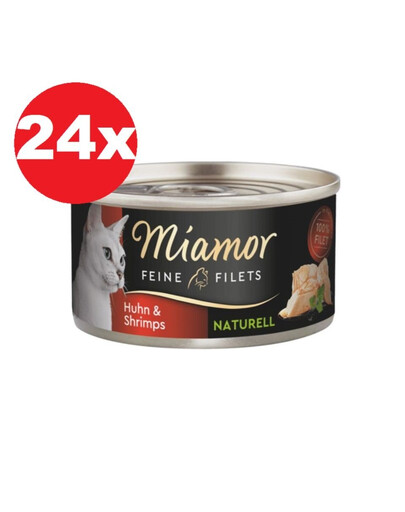 MIAMOR Feine Filets Naturell Chicken&Shrimps 24x80g poulet et crevettes dans leur propre sauce