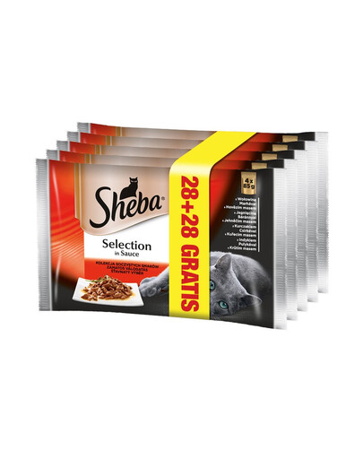 SHEBA Sélection en sauce Saveurs juteuses 85 g 4 + 4 GRATUITS x7