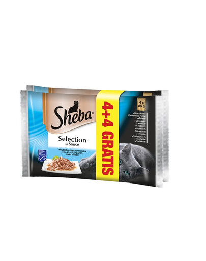 SHEBA Sélection en sauce Collection de goûts de poissons 85 g 4 + 4 GRATUITS