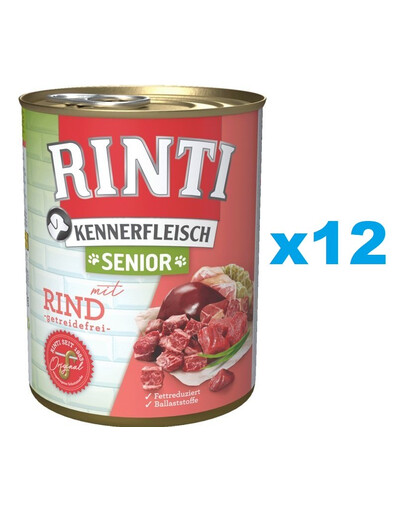 RINTI Kennerfleish Senior Beef - avec du bœuf pour les chiens âgés - 12x800 g