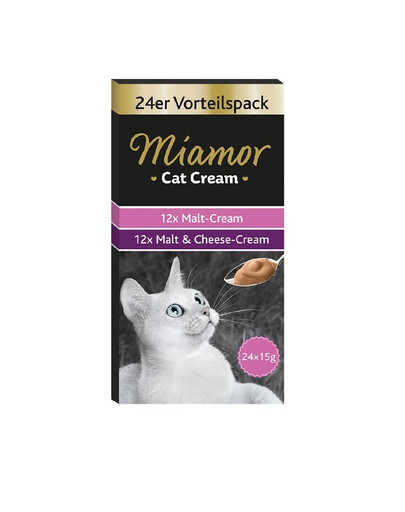 MIAMOR Cat Cream - Crème de malt seul et avec fromage 24 x 15 g