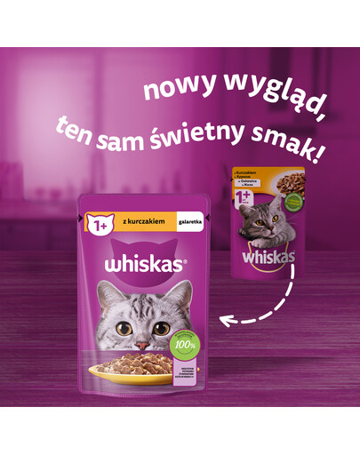 WHISKAS Adult - nourriture humide de poulet en gelée pour chats adultes - sachet de 28x85g