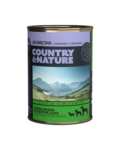 COUNTRY&NATURE Aliment sans céréales avec agneau 400 g