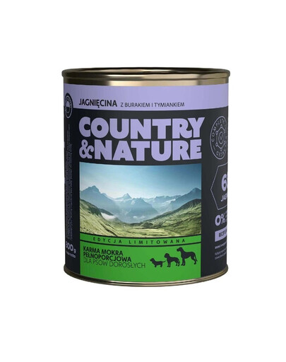 COUNTRY&NATURE Aliment sans céréales avec agneau 800 g