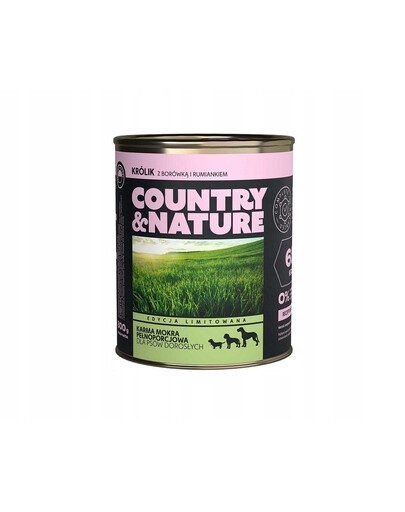 COUNTRY&NATURE Aliment sans céréales avec lapin 800 g