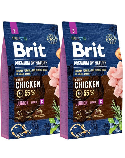 BRIT Premium By Nature Junior Small S - Poulet pour les chiots de petites races - 16 kg (2 x 8 kg)