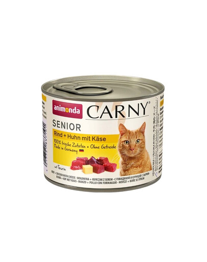 ANIMONDA Carny Senior Boeuf, Poulet & Fromage 200 g pour chats âgés