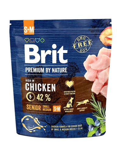 BRIT Premium By Nature Senior Small Medium S+M - Poulet pour chiens âgés de petites et moyennes races - 1 kg