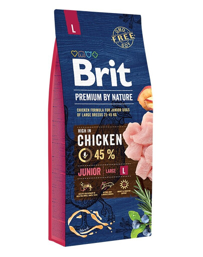 BRIT Premium By Nature Junior Large L - Poulet pour chiots de grandes races - 15 kg