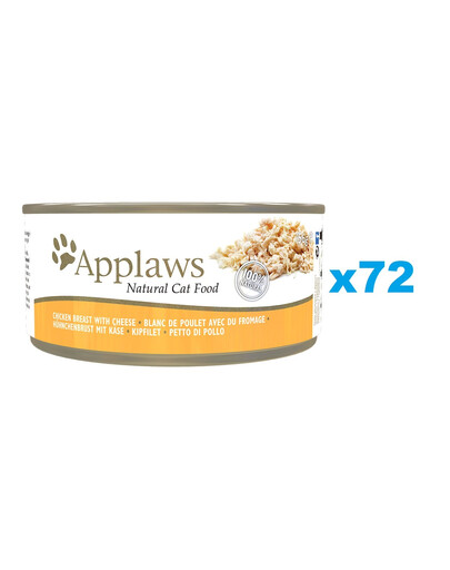 APPLAWS Cat Tin Adult - Blanc de poulet et fromage en bouillon - 72x156 g