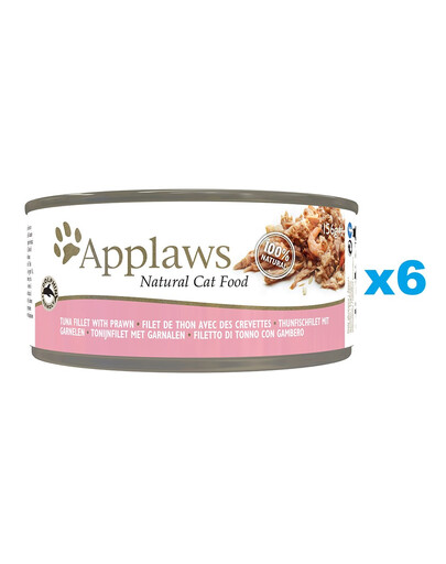 APPLAWS Cat Tin Adult - Filet de thon et crevettes en bouillon - 6x156 g