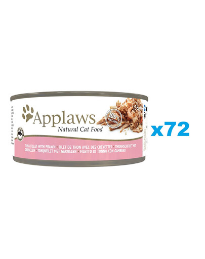 APPLAWS Cat Tin Adult - Filet de thon avec crevettes en bouillon - 72x156 g