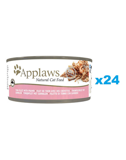 APPLAWS Cat Tin Adult - Filet de thon avec crevettes en bouillon - 24x156 g