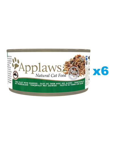 APPLAWS Cat Tin Adult - Filet de thon aux algues en bouillon - 6x70 g