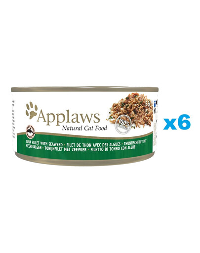 APPLAWS Cat Tin Adult - Filet de thon et algues en bouillon - 6x156 g