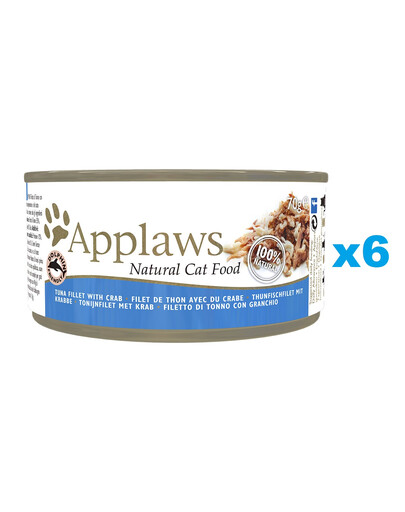 APPLAWS Cat Tin Adult - Filet de thon et crabe en bouillon - 6x70 g