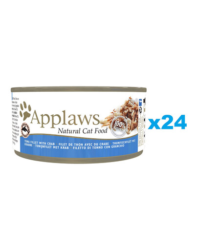 APPLAWS Cat Tin Adult - Filet de thon et crabe en bouillon - 24x70 g